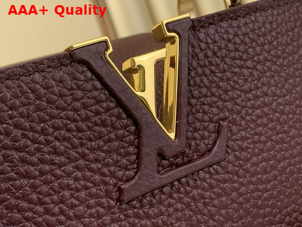 Louis Vuitton Capucines East West BB Handbag in Wine Red Taurillon Leather with Metallic Handle Replica
