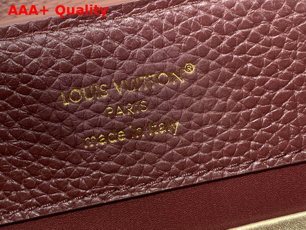 Louis Vuitton Capucines East West BB Handbag in Wine Red Taurillon Leather with Metallic Handle Replica