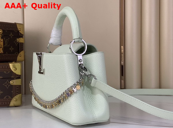 Louis Vuitton Capucines East West BB Jade Green Taurillon Leather with Decorative Chain Replica