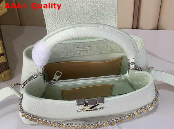 Louis Vuitton Capucines East West BB Jade Green Taurillon Leather with Decorative Chain Replica