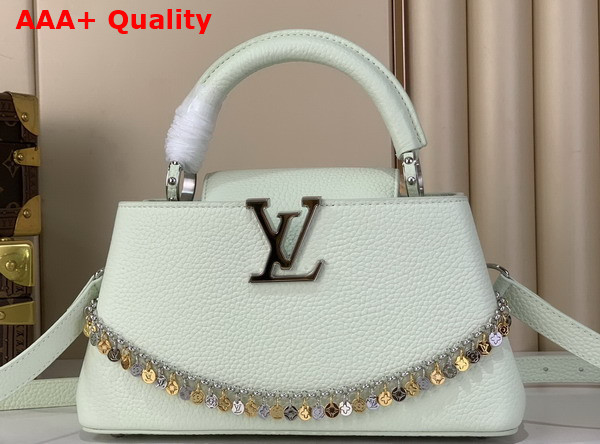 Louis Vuitton Capucines East West BB Jade Green Taurillon Leather with Decorative Chain Replica