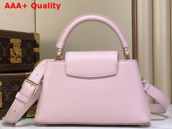 Louis Vuitton Capucines East West BB in Light Bliss Taurillon Leather with an Elevated Interlaced Chain Replica