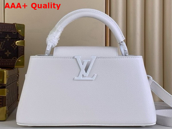 Louis Vuitton Capucines East West MM Handbag in Optic White Matte Calfskin Replica