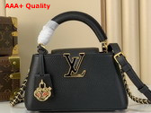 Louis Vuitton Capucines East West Mini Black Taurillon Leather with a Vibrant Sari Red Palette Replica