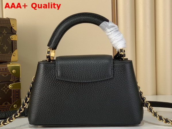 Louis Vuitton Capucines East West Mini Black Taurillon Leather with a Vibrant Sari Red Palette Replica