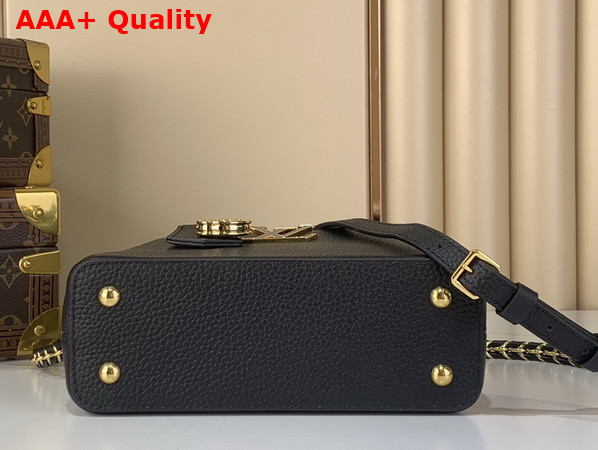 Louis Vuitton Capucines East West Mini Black Taurillon Leather with a Vibrant Sari Red Palette Replica