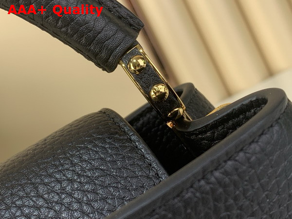 Louis Vuitton Capucines East West Mini Black Taurillon Leather with a Vibrant Sari Red Palette Replica