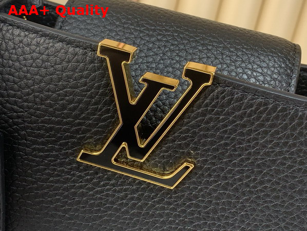 Louis Vuitton Capucines East West Mini Black Taurillon Leather with a Vibrant Sari Red Palette Replica