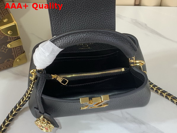 Louis Vuitton Capucines East West Mini Black Taurillon Leather with a Vibrant Sari Red Palette Replica