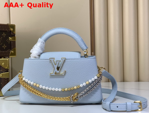 Louis Vuitton Capucines East West Mini Bleu Olympe Taurillon Leather M28199 Replica