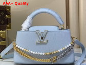 Louis Vuitton Capucines East West Mini Bleu Olympe Taurillon Leather M28199 Replica
