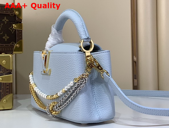Louis Vuitton Capucines East West Mini Bleu Olympe Taurillon Leather M28199 Replica