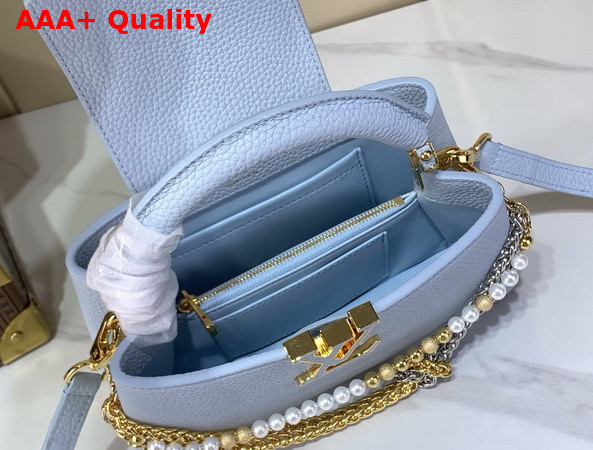 Louis Vuitton Capucines East West Mini Bleu Olympe Taurillon Leather M28199 Replica