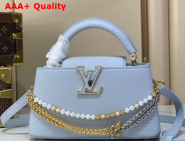Louis Vuitton Capucines East West Mini Bleu Olympe Taurillon Leather M28199 Replica