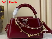 Louis Vuitton Capucines East West Mini Grenat Red Cowhide Leather Elevated with Gold Toned LV Initials M25473 Replica