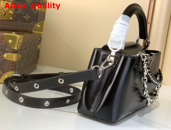 Louis Vuitton Capucines East West Mini Handbag in Black Cowhide Leather Replica