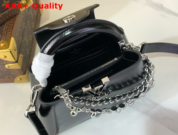 Louis Vuitton Capucines East West Mini Handbag in Black Cowhide Leather Replica