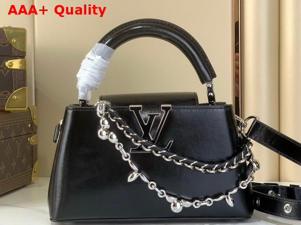 Louis Vuitton Capucines East West Mini Handbag in Black Cowhide Leather Replica