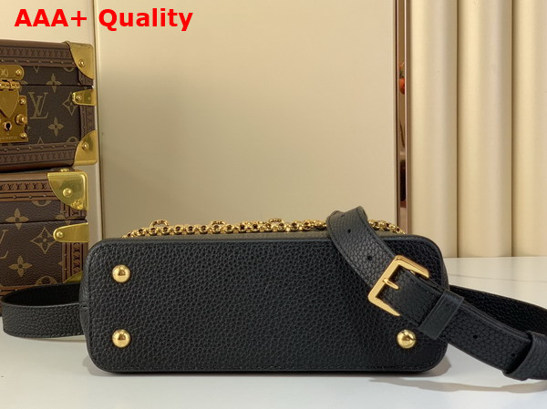 Louis Vuitton Capucines East West Mini Handbag in Black Taurillon Leather with Metallic Handle Replica