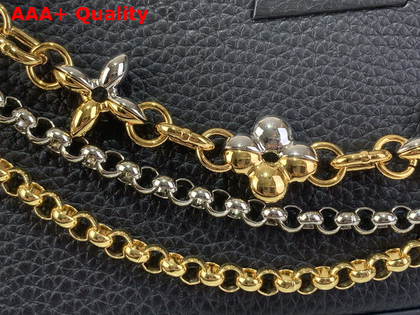 Louis Vuitton Capucines East West Mini Handbag in Black Taurillon Leather with Metallic Handle Replica