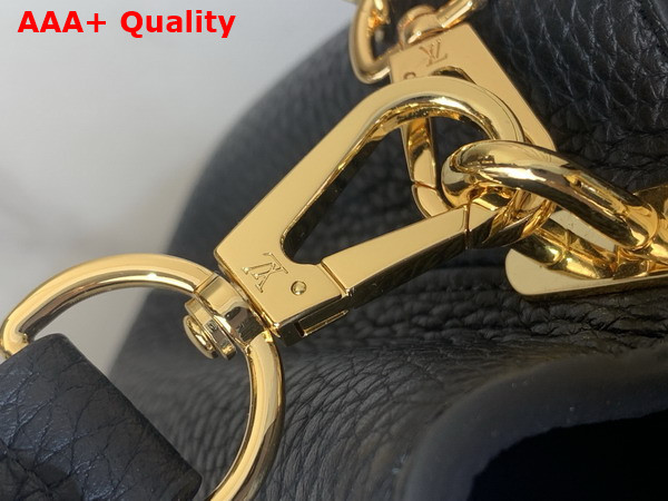 Louis Vuitton Capucines East West Mini Handbag in Black Taurillon Leather with Metallic Handle Replica