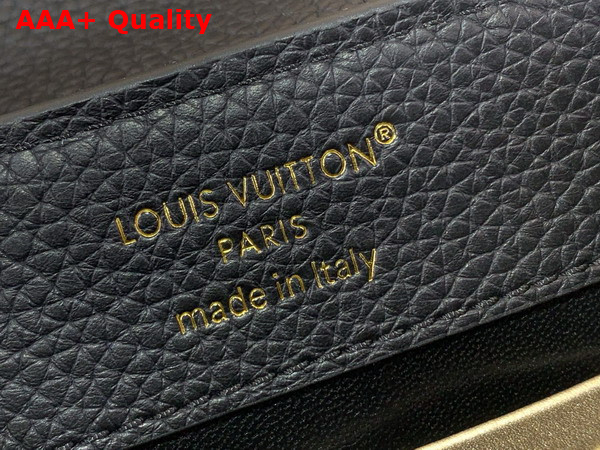 Louis Vuitton Capucines East West Mini Handbag in Black Taurillon Leather with Metallic Handle Replica