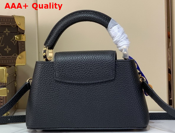 Louis Vuitton Capucines East West Mini Handbag in Black Taurillon Leather with Two Decorative Chains M29443 Replica