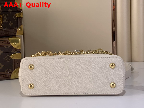 Louis Vuitton Capucines East West Mini Handbag in Vanilla Taurillon Leather with Metallic Handle M26345 Replica