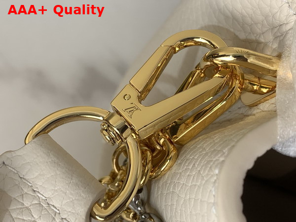 Louis Vuitton Capucines East West Mini Handbag in Vanilla Taurillon Leather with Metallic Handle M26345 Replica