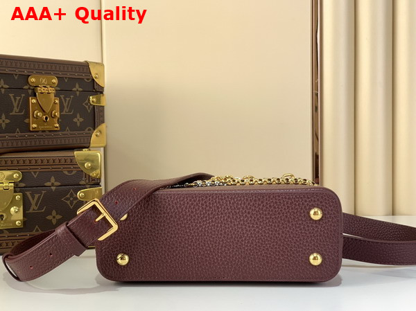 Louis Vuitton Capucines East West Mini Handbag in Wine Red Taurillon Leather with Metallic Handle Replica