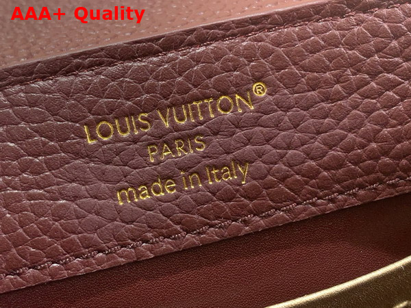 Louis Vuitton Capucines East West Mini Handbag in Wine Red Taurillon Leather with Metallic Handle Replica