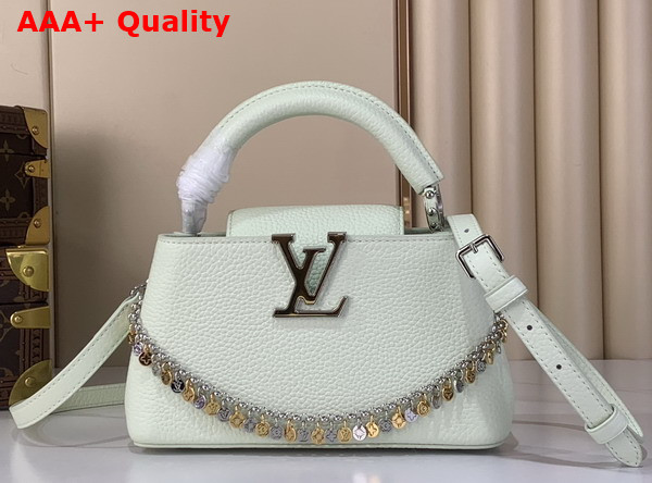 Louis Vuitton Capucines East West Mini Jade Green Taurillon Leather with Decorative Chain M28198 Replica
