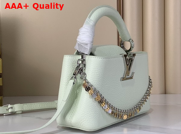Louis Vuitton Capucines East West Mini Jade Green Taurillon Leather with Decorative Chain M28198 Replica