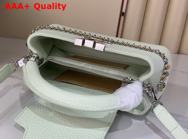 Louis Vuitton Capucines East West Mini Jade Green Taurillon Leather with Decorative Chain M28198 Replica