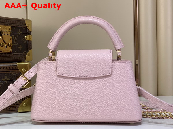 Louis Vuitton Capucines East West Mini with an Elevated Interlaced Chain Light Bliss Taurillon Leather M29498 Replica