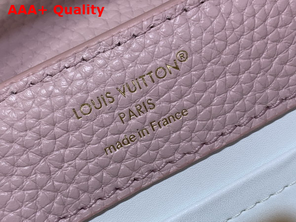 Louis Vuitton Capucines East West Mini with an Elevated Interlaced Chain Light Bliss Taurillon Leather M29498 Replica