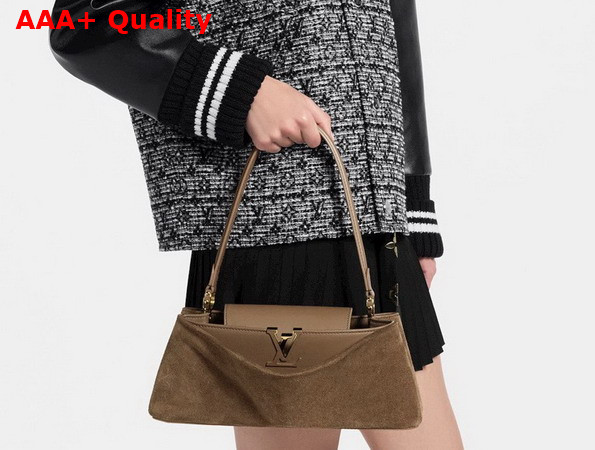 Louis Vuitton Capucines Edito in Mocha Suede Leather M29642 Replica