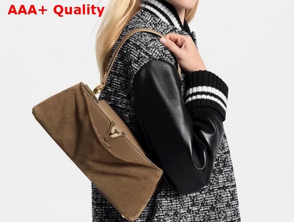 Louis Vuitton Capucines Edito in Mocha Suede Leather M29642 Replica