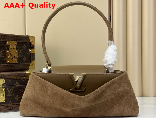 Louis Vuitton Capucines Edito in Mocha Suede Leather M29642 Replica