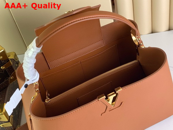 Louis Vuitton Capucines GM Souple Handbag in Cognac Smooth and Grained Calfskin M24879 Replica