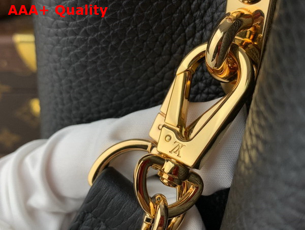 Louis Vuitton Capucines MM Handbag Noir Creme Rose Taurillon Leather M22512 Replica