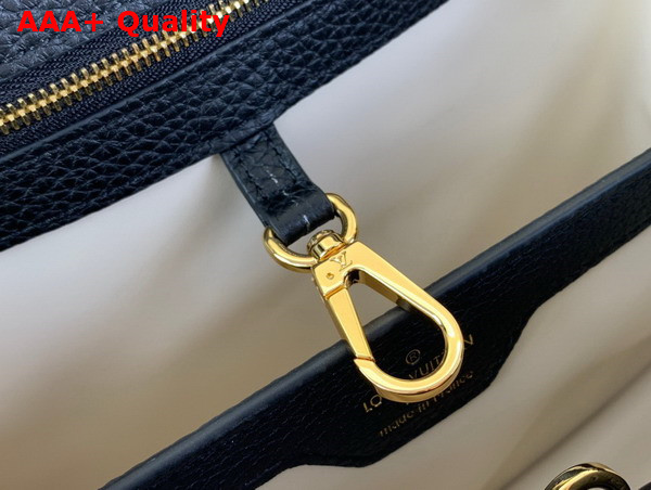 Louis Vuitton Capucines MM Handbag Noir Creme Rose Taurillon Leather M22512 Replica