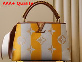 Louis Vuitton Capucines MM Handbag Yellow Smooth Calfskin and Embroidered Canvas Replica