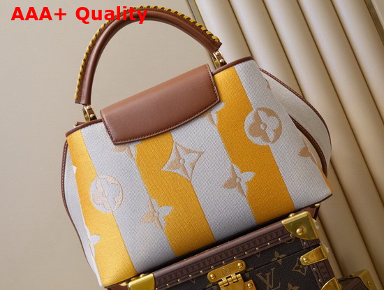 Louis Vuitton Capucines MM Handbag Yellow Smooth Calfskin and Embroidered Canvas Replica