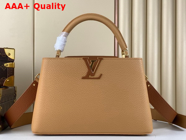 Louis Vuitton Capucines MM Handbag in Arizona Brown and Cognac Taurillon Leather M23058 Replica