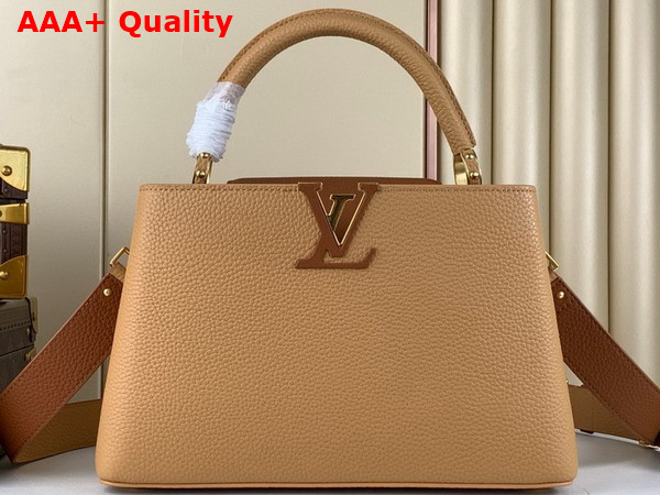 Louis Vuitton Capucines MM Handbag in Arizona Brown and Cognac Taurillon Leather M23058 Replica