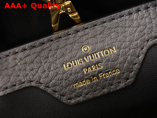 Louis Vuitton Capucines MM Handbag in Black Taurillon Leather with Animal Print Replica