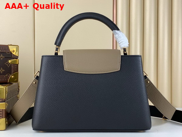 Louis Vuitton Capucines MM Handbag in Black and Grey Taurillon Leather M22676 Replica