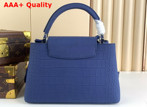 Louis Vuitton Capucines MM Handbag in Blue Alligator Leather Replica