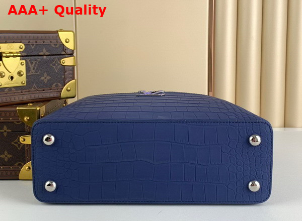 Louis Vuitton Capucines MM Handbag in Blue Alligator Leather Replica